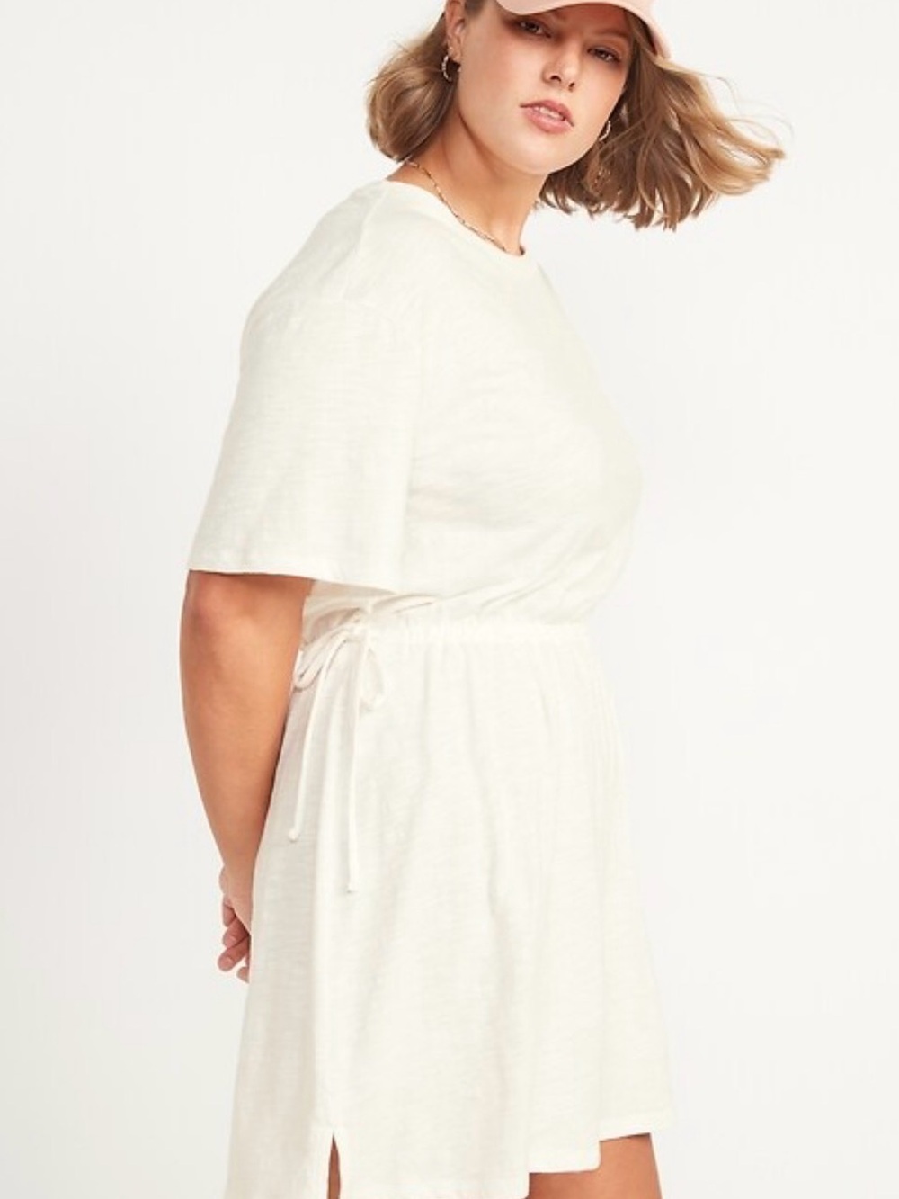 Old Navy Ivory Mini Dress with Tie Waist